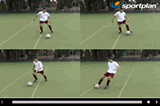 first touch with instep of opposite foot to kicking footTechnique videoFootball Drills Coaching