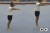 Jumping (2Foot to 2 Foot) with arms horizontal to the side.Key 1 content jump & twistGymnastics Drills Coaching