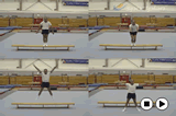 Jumping from a Bench.Key 1 content jump & twistGymnastics Drills Coaching